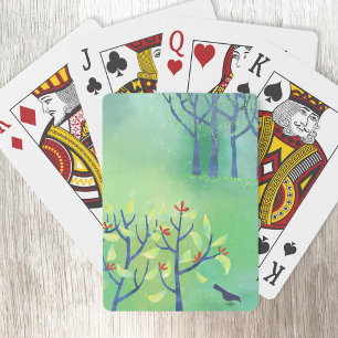 Modern Green Abstract Landscape Playing Cards