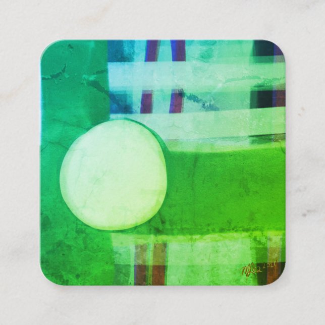 Modern Green Abstract Minimalist Square Clean Business Card (Front)