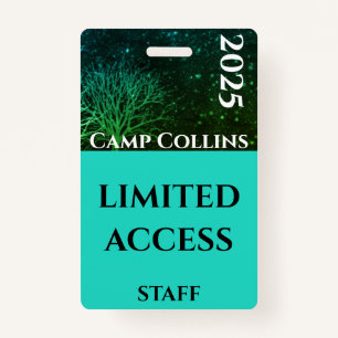 Modern Green and Blue Rustic Camp Staff Badge ID Badge