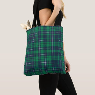 Modern Green And Blue Tartan Plaid Pattern Tote Bag