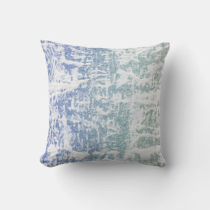 Modern green and blue watercolor abstract pattern cushion