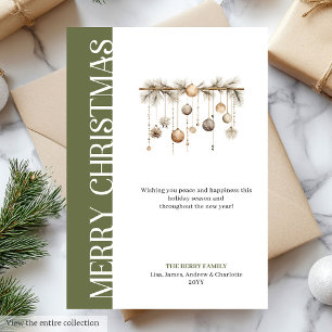 Modern green and gold Christmas greeting card