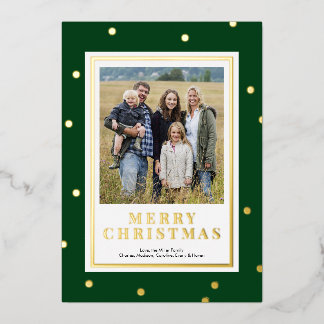 Modern Green and Gold Foil Christmas Photo Card