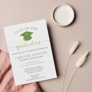 Modern Green and Gold Graduation Party Invitation