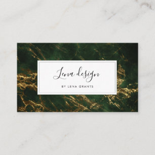 Modern green and gold marble business card