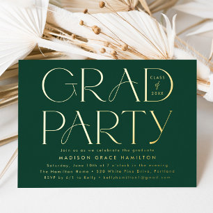 Modern Green and Gold Typography Graduation Party