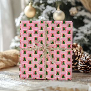 Modern Green and Pink Christmas Wrapping Paper
