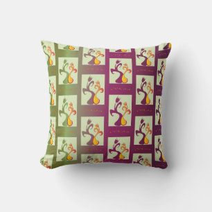 Modern Green and purple Tulip Couple pattern Cushion