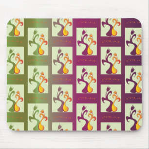 Modern Green and purple Tulip Couple pattern Mouse Mat