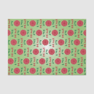 Modern Green and Red Love, Peace, Joy quote Tissue Paper
