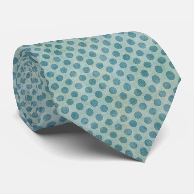 Modern Green and Teal Polka Dot Pattern Tie (Rolled)