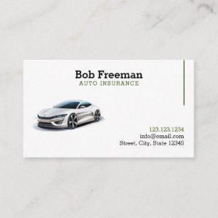 Modern Green and White Automobile Insurance Business Card