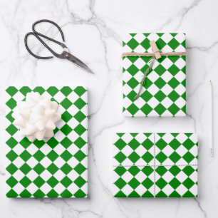 Modern Green and White Chevron Pattern Gift Wrapping Paper Sheet