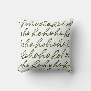 Modern Green and white Christmas Script Pattern Cushion