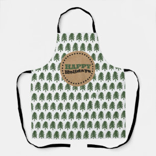 Modern Green and White Christmas Tree Apron