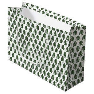 Modern Green and White Christmas Tree Gift Bag
