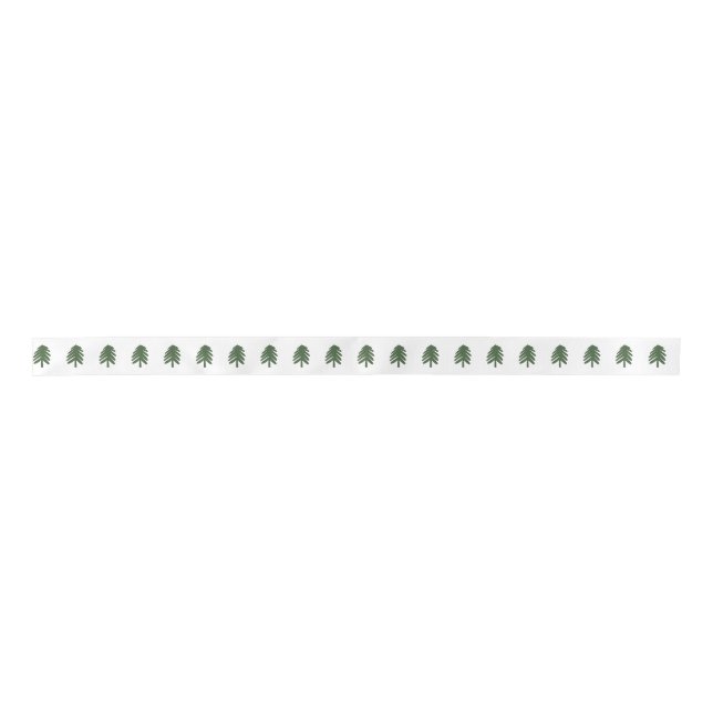 Modern Green and White Christmas Tree Satin Ribbon (Front)