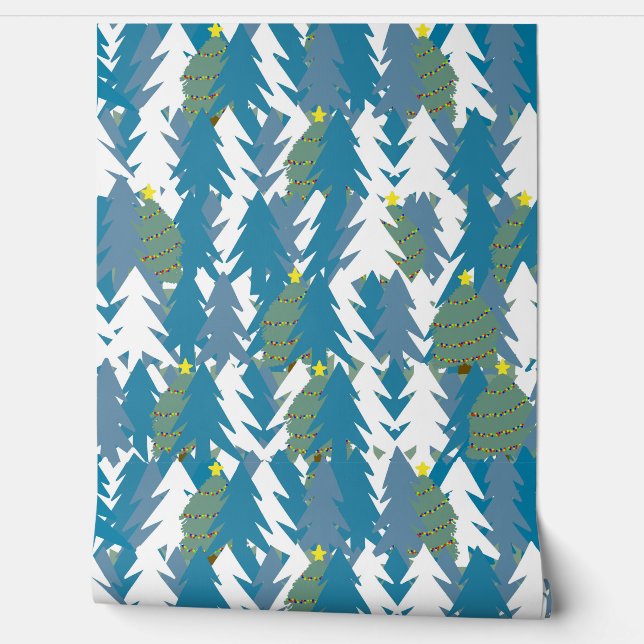 Modern, green and white christmas wallpaper (Unrolling)