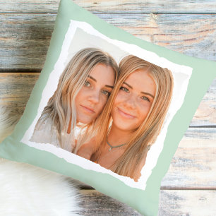 Modern Green And White Frame With Photo Cushion