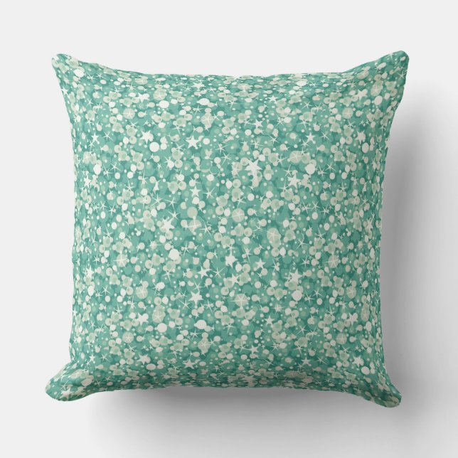 Modern Green And White Glitter Cushion (Front)