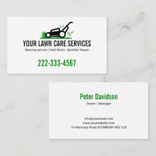 Modern Green and White Lawn Service Professional Business Card