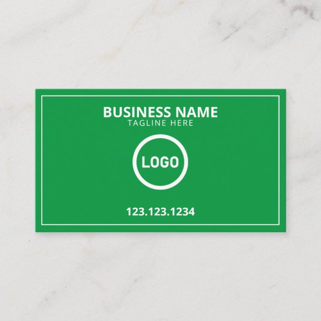 Modern Green and White Logo Landscaper Lawn Mowing Business Card (Front)