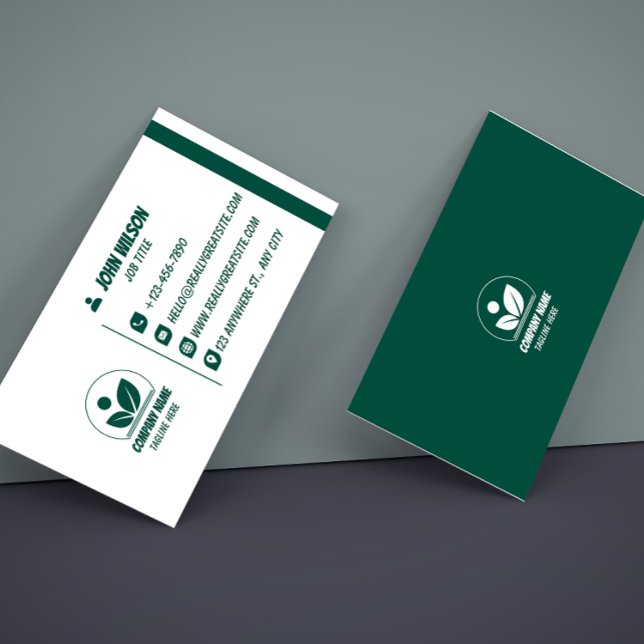 Modern Green and White QR Code Business Card (Creator Uploaded)