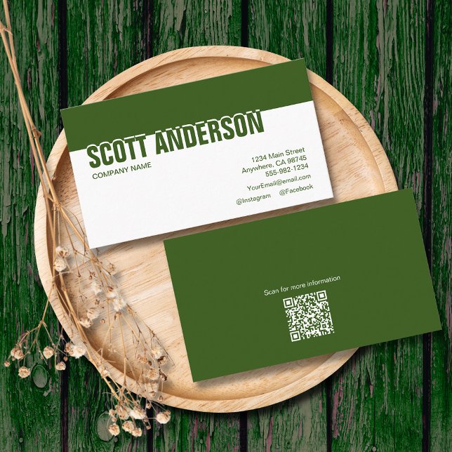 Modern Green and White Social Media Business Card (Creator Uploaded)