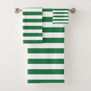 Modern Green And White Striped Bath Towel Set