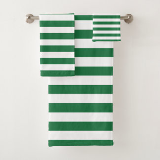 Modern Green And White Striped Bath Towel Set