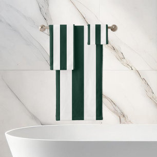 Modern Green and White Stripes Minimalist Bath Towel Set