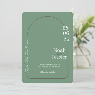 Modern Green and White Wedding Invitatation Invitation