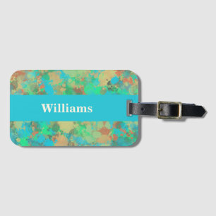 Modern Green and Yellow Drops Abstract Design Luggage Tag