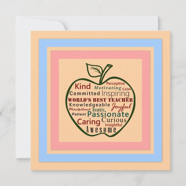 Modern Green Apple World's Best Teacher Card (Front)