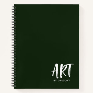 Modern Green Artist Sketchbook With Name Notebook
