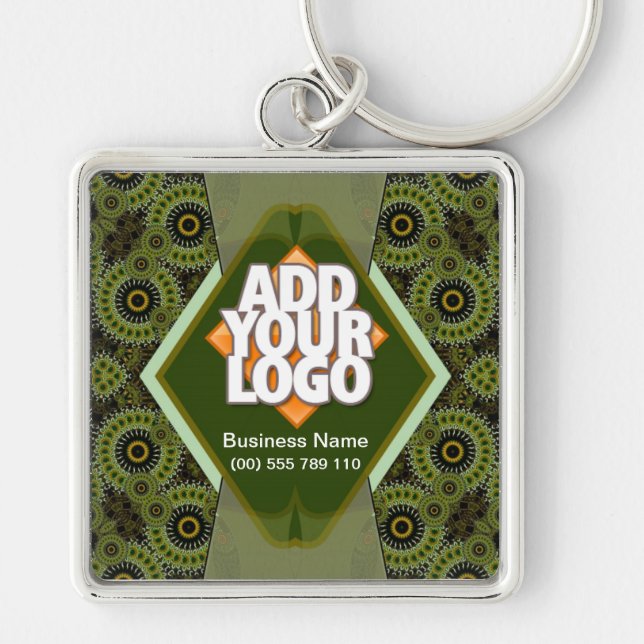 Modern Green Artistic Wheel Keychain (Front)