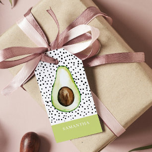Modern Green Avocado Personalised Name Gift Tags
