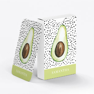 Modern Green Avocado Personalised Name Playing Cards