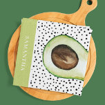Modern Green Avocado Personalised Name  Tea Towel<br><div class="desc">Modern Green Avocado Personalised Name</div>