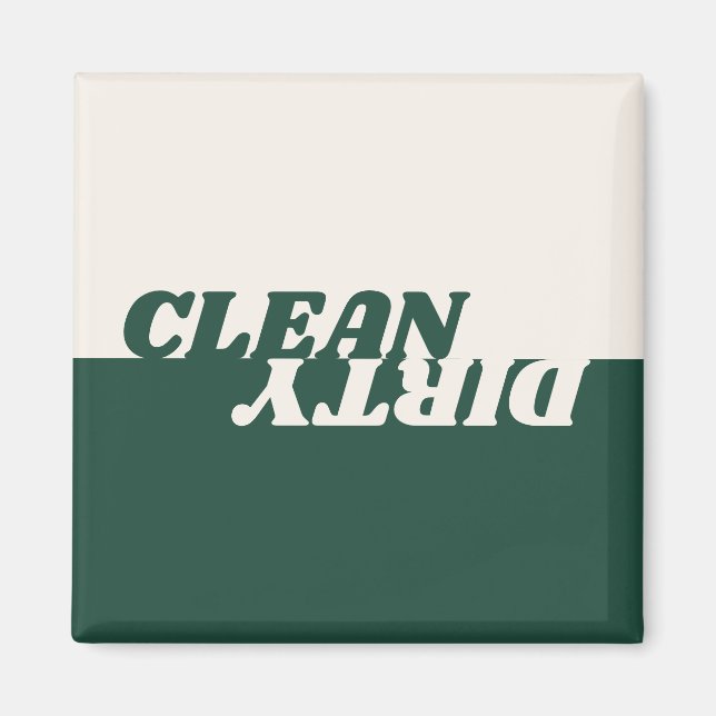 Modern green beige clean dirty dishwasher magnet (Front)