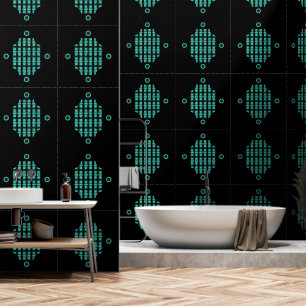 Modern Green Black Abstract Pattern Elegant Wallpaper