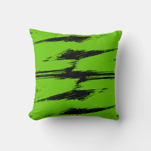 Modern Green Black Brush Stroke Paint Cushion