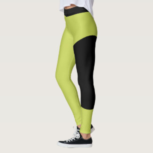Modern Green Black Elegant Women Customised Name Leggings