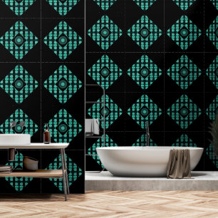 Modern Green Black Geometric Shapes Wallpaper