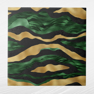 Modern Green Black Gold Animal Print Pattern Tile