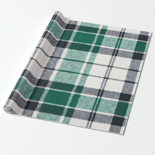 Modern Green Black Grey Plaid Pattern – Stylish Wrapping Paper
