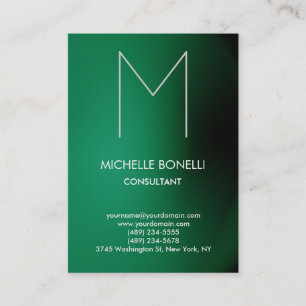 Modern green black monogram business card