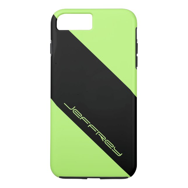 Modern Green & Black One Stripe, Personalised Name Case-Mate iPhone Case (Back)
