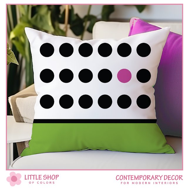 Modern Green Black Polka Dot Cushion (Creator Uploaded)