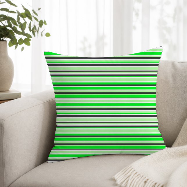 Modern Green Black Stripes Cushion (Creator Uploaded)